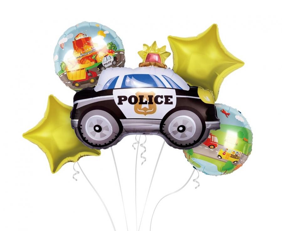 Policijas pīkstienu folijas balonu komplekts, 5 daļas