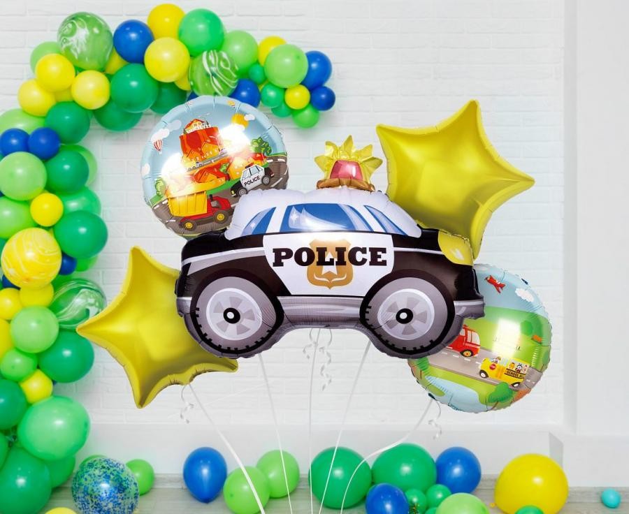 Policijas pīkstienu folijas balonu komplekts, 5 daļas