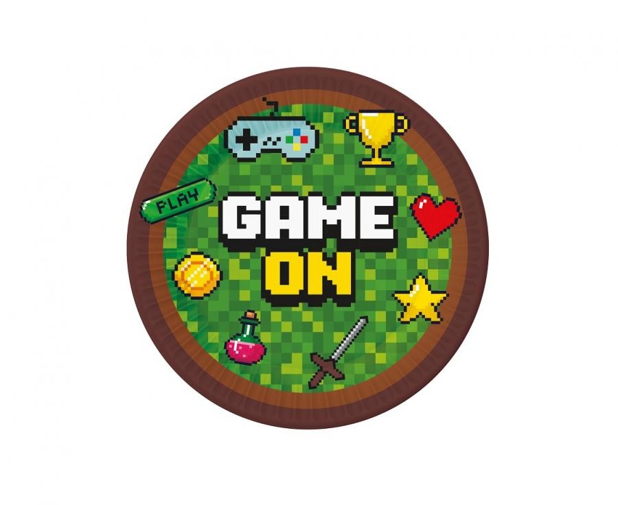 Gamer Game On Rotaļlietu papīra šķīvji 6 gabali 18 cm