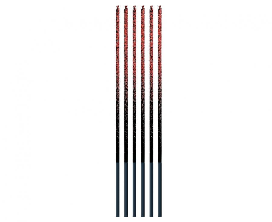 Krāsa Ombre Red Glitter Red dzimšanas dienas svece, 6 sveču komplekts