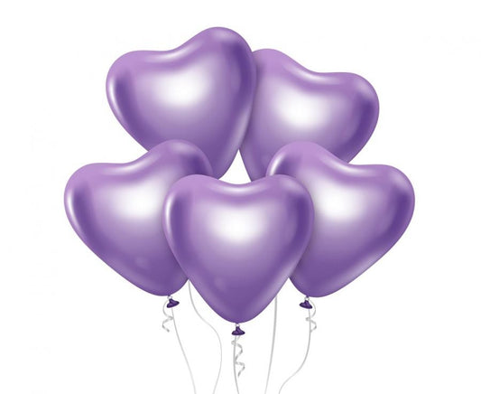 Mīlestības platīna gaiši violetas sirds formas baloni, 6 gab. iepakojumā, 30 cm (12 collas)