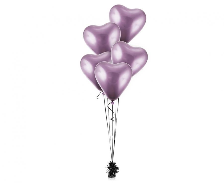 Mīlestības platīna gaiši violetas sirds formas baloni, 6 gab. iepakojumā, 30 cm (12 collas)