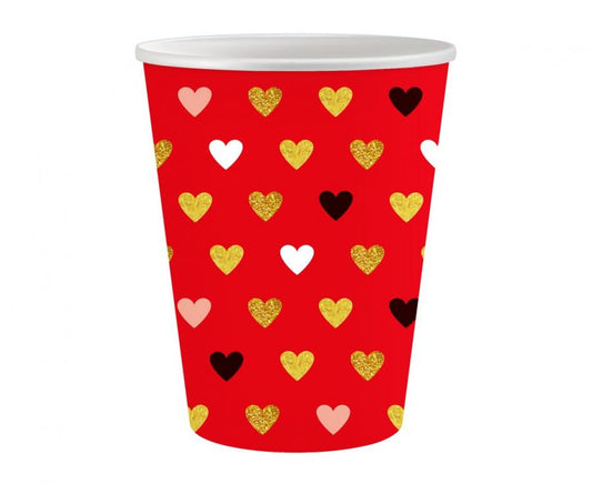 Love XOXO sarkano papīra krūzīšu komplekts, 6 gab., 250 ml
