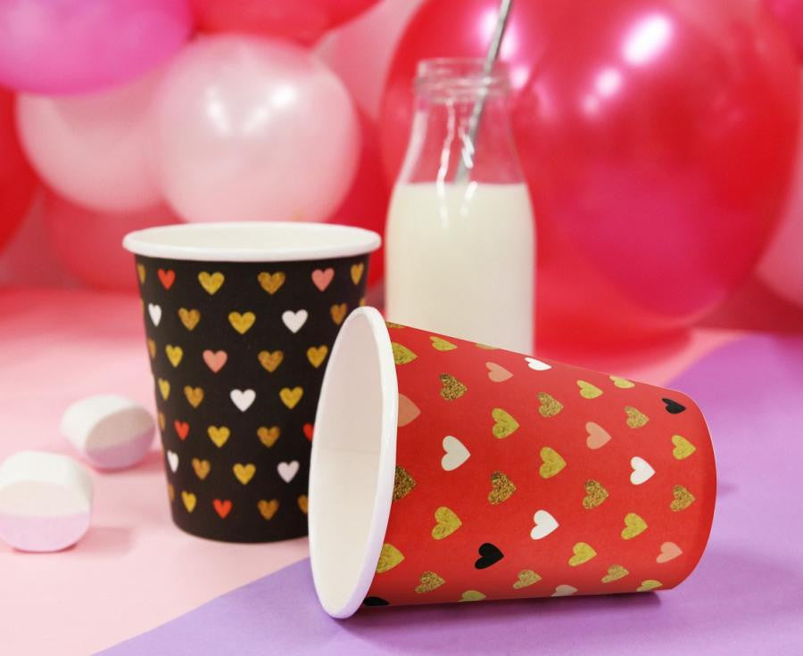 Love XOXO sarkano papīra krūzīšu komplekts, 6 gab., 250 ml