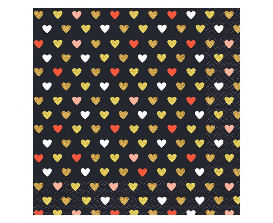 Love XOXO melnas salvetes 20 gab. 33x33 cm
