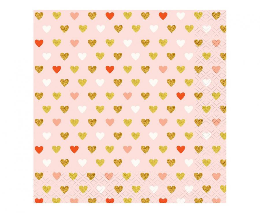 Love XOXO rozā salvetes 20 gab. 33x33 cm