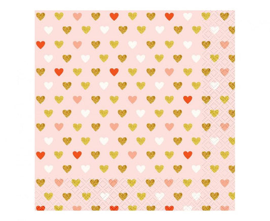 Love XOXO rozā salvetes 20 gab. 33x33 cm