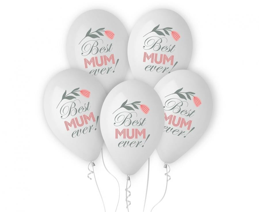 Baloni "Mamma, vislabākā mamma!", 5 gab., 12 collas (30 cm)