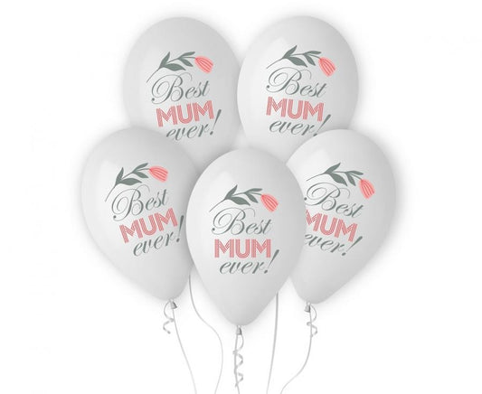 Baloni "Mamma, vislabākā mamma!", 5 gab., 12 collas (30 cm)