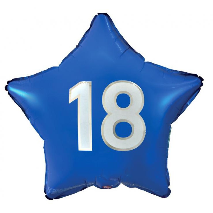 Daudz laimes dzimšanas dienā, zili, zili, daudz laimes dzimšanas dienā, 18 zvaigžņu folijas balons, 44 cm