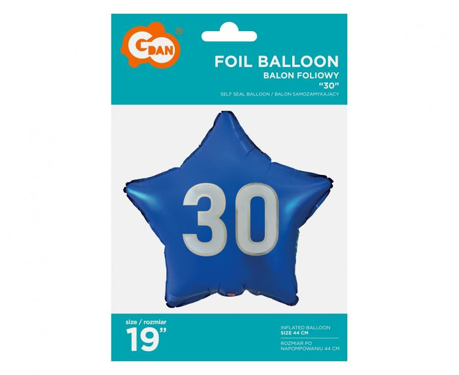 Folijas balons "Dzimšanas diena", 44 cm, 30 zvaigžņu, "Dzimšanas diena"