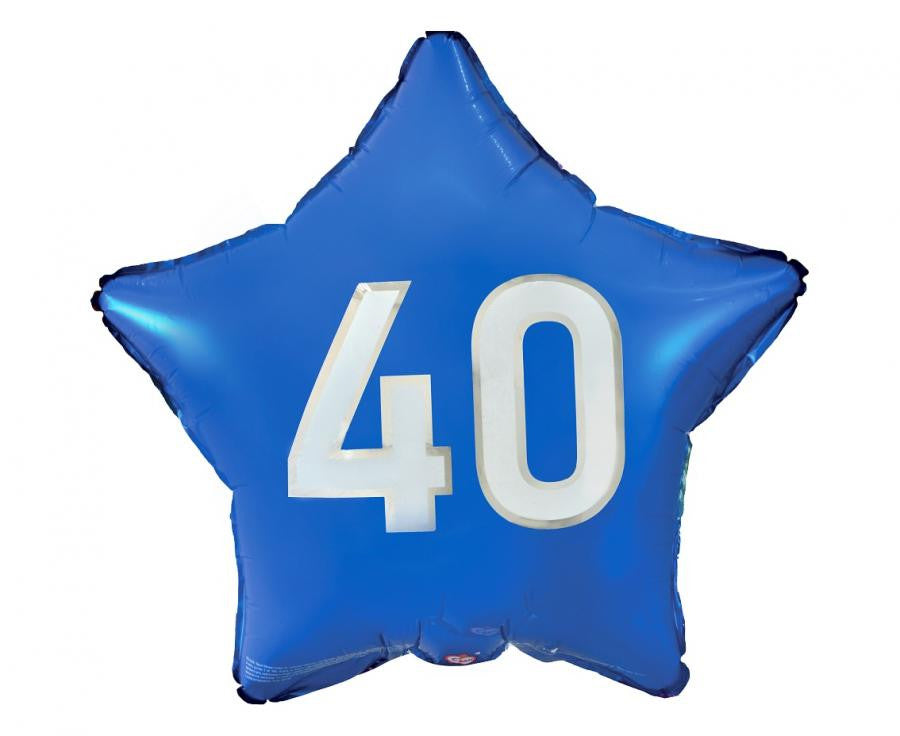Folijas balons "Dzimšanas diena", 40 zvaigžņu, 44 cm, zils