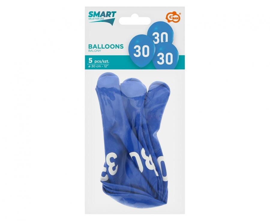 Daudz laimes dzimšanas dienā, zili, zili, daudz laimes dzimšanas dienā, 30 baloni, 5 gab. iepakojumā, 12 collas (30 cm)
