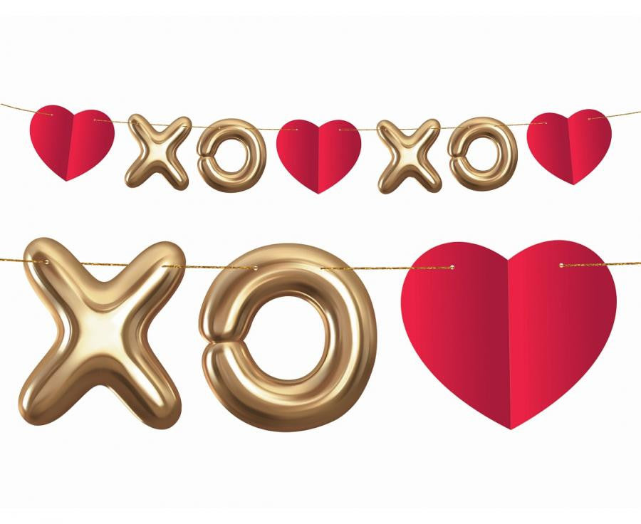 Mīlestība XOXO Sarkana XOXO papīra vītne 200 cm