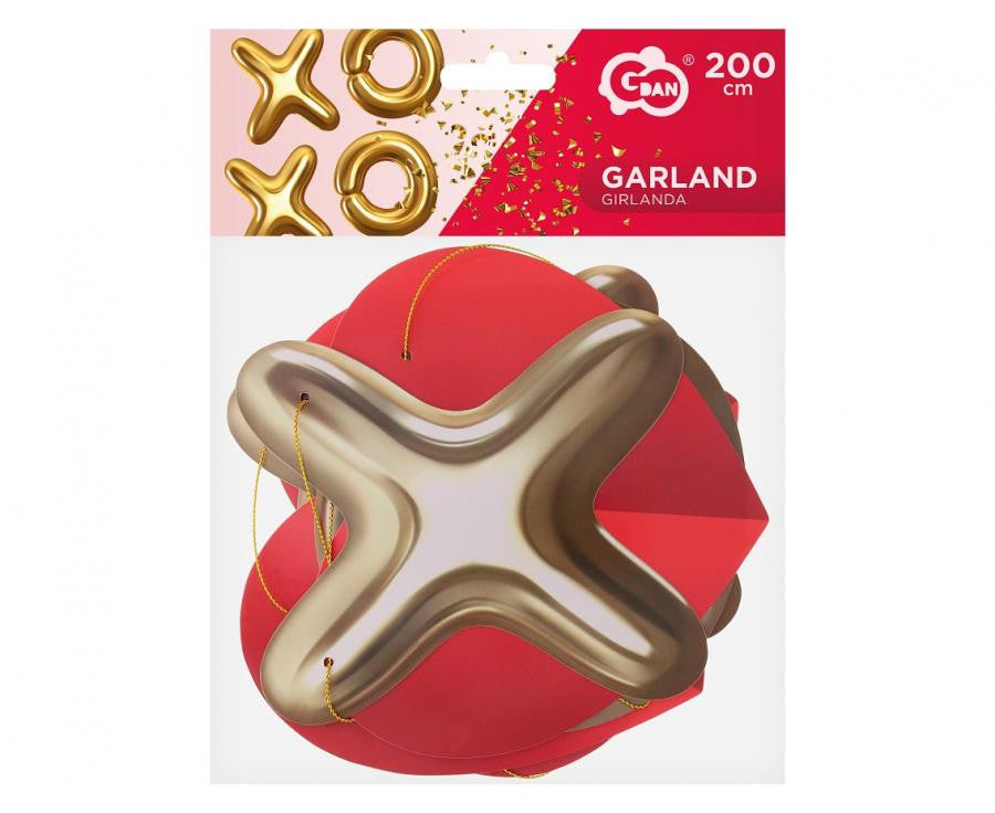 Mīlestība XOXO Sarkana XOXO papīra vītne 200 cm
