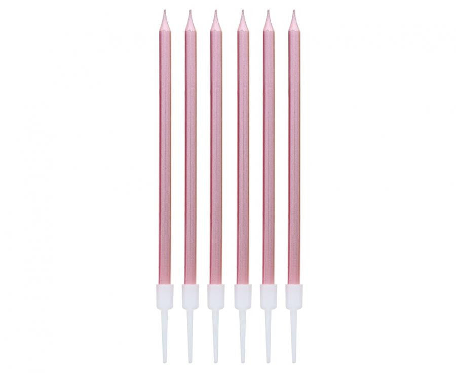 Krāsa B&C Metallic Rose Gold kūkas svece, 6 sveču komplekts