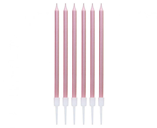 Krāsa B&C Metallic Rose Gold kūkas svece, 6 sveču komplekts