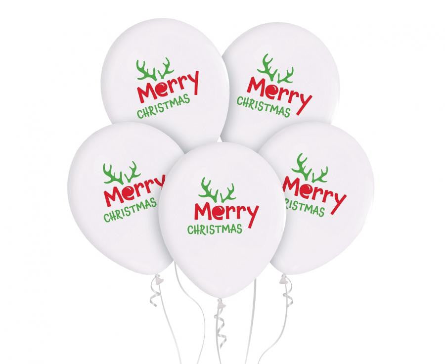 Priecīgus Ziemassvētkus! Raga balons, 5 gab. 12 collas (30 cm)