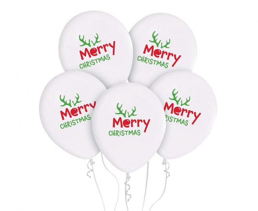 Priecīgus Ziemassvētkus! Raga balons, 5 gab. 12 collas (30 cm)