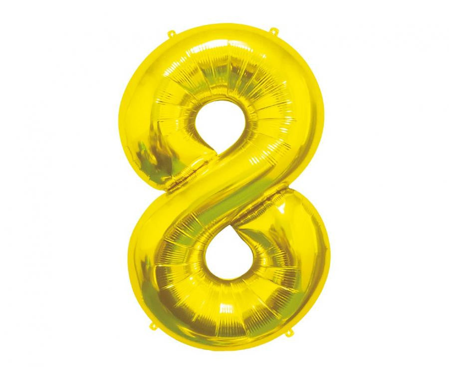 Zelta krāsas folijas balons "Cipars 8", 85 cm