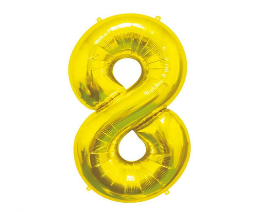 Zelta krāsas folijas balons "Cipars 8", 85 cm
