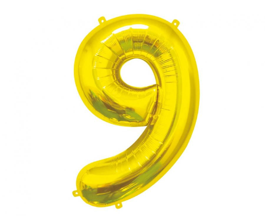 Folijas balons "Cipars 9", 85 cm, zelta krāsā