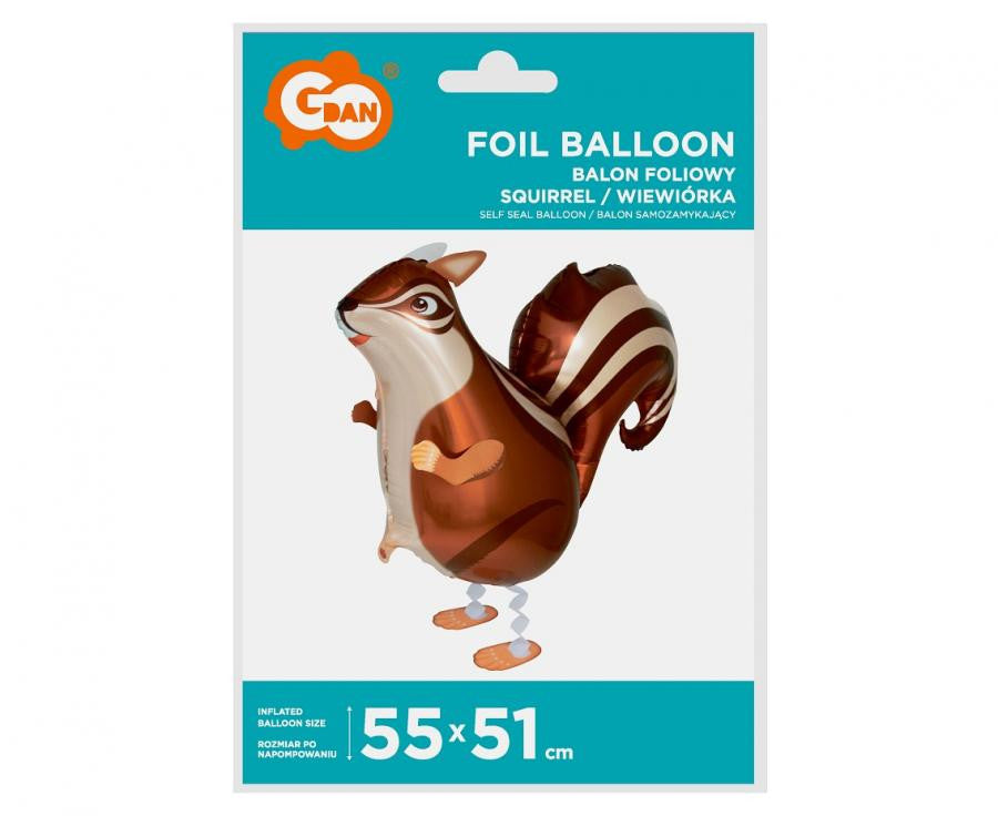 Folijas balons "Burunduka vāvere", staigājošs, 55 cm