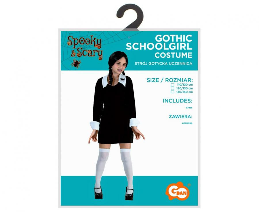Helovīna gotiskā skolniece, skolnieces kostīms 120/130 cm