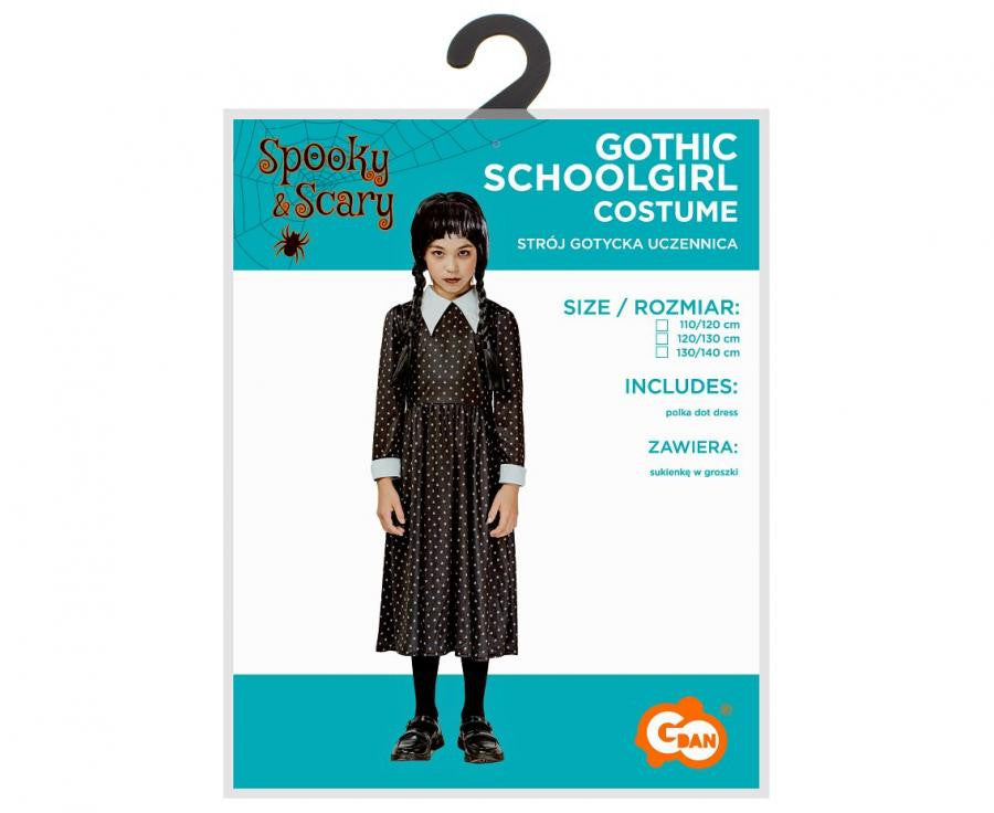 Helovīna gotiskā skolniece, skolnieces kostīms 120/130 cm