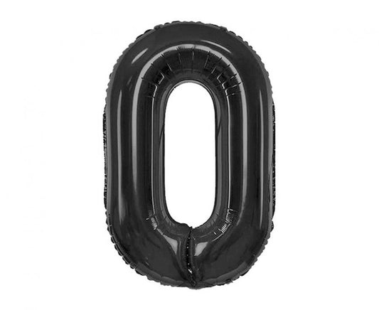 Folijas balons "Cipars B&C", 85 cm, melns, melns, skaitlis 0