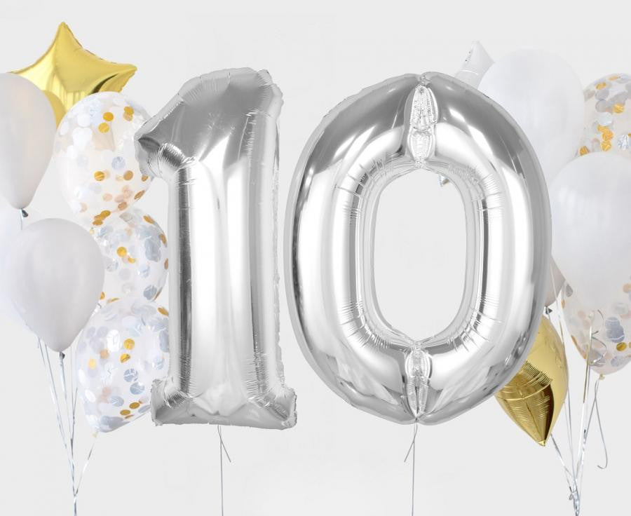 Sudraba folijas balons "Cipars nulle", 92 cm