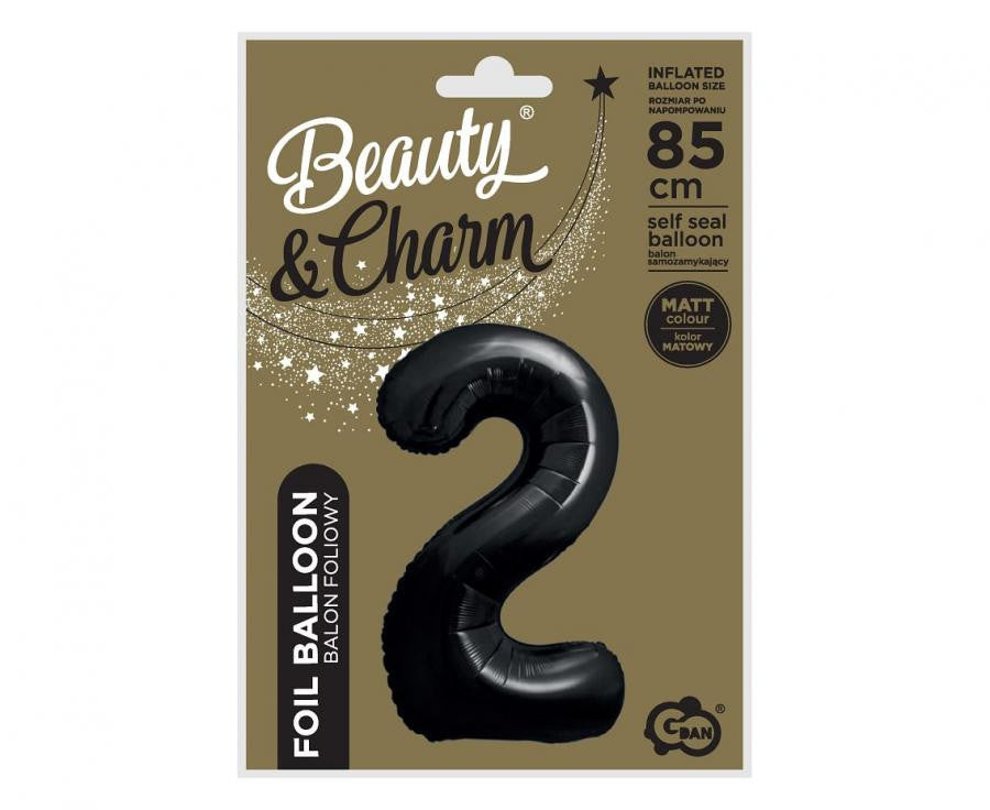 Folijas balons "Cipars B&C", 85 cm, melns, melns, cipars 2