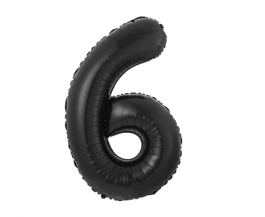 Folijas balons "Cipars B&C", 85 cm, melns, melns, cipars 6