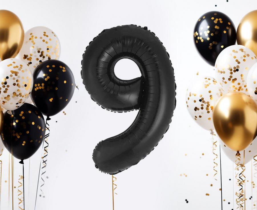 Folijas balons "Cipars B&C" ar matētu melnu uzrakstu, 85 cm