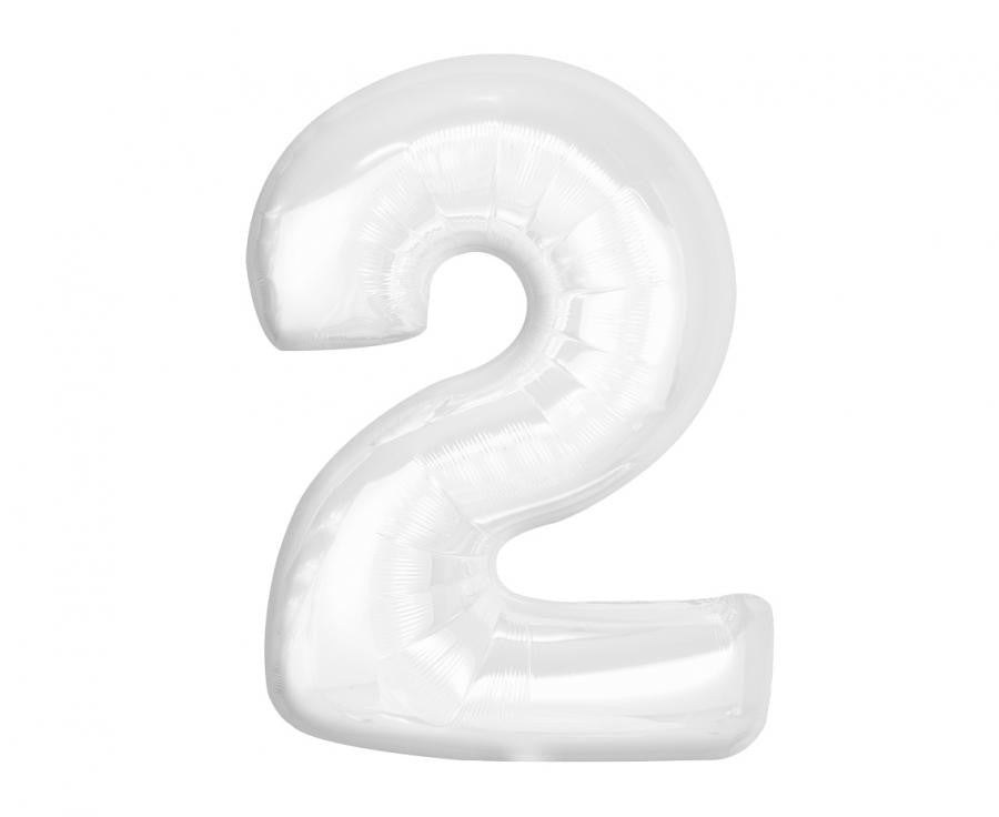 Folijas balons "Cipars B&C", balts, 92 cm, skaitlis 2
