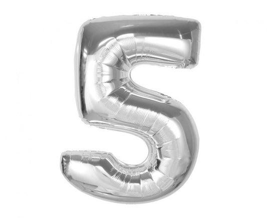 Sudraba folijas balons "Cipars 5", 92 cm