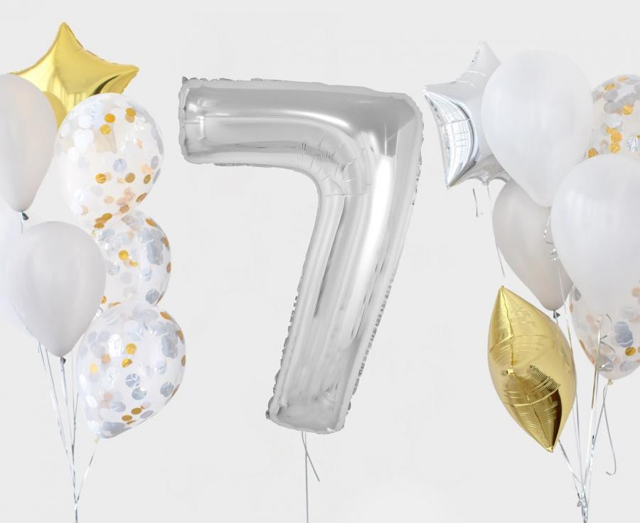 Sudraba folijas balons "Cipars 7", 92 cm