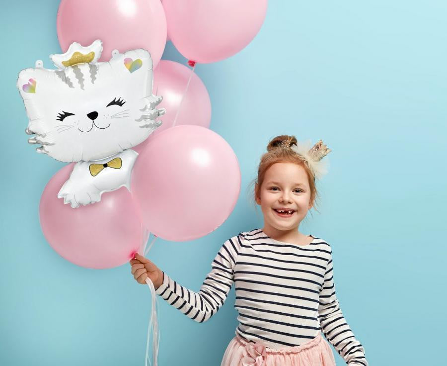 Folijas balons "Kaķis" ar baltu apdruku, 49 cm