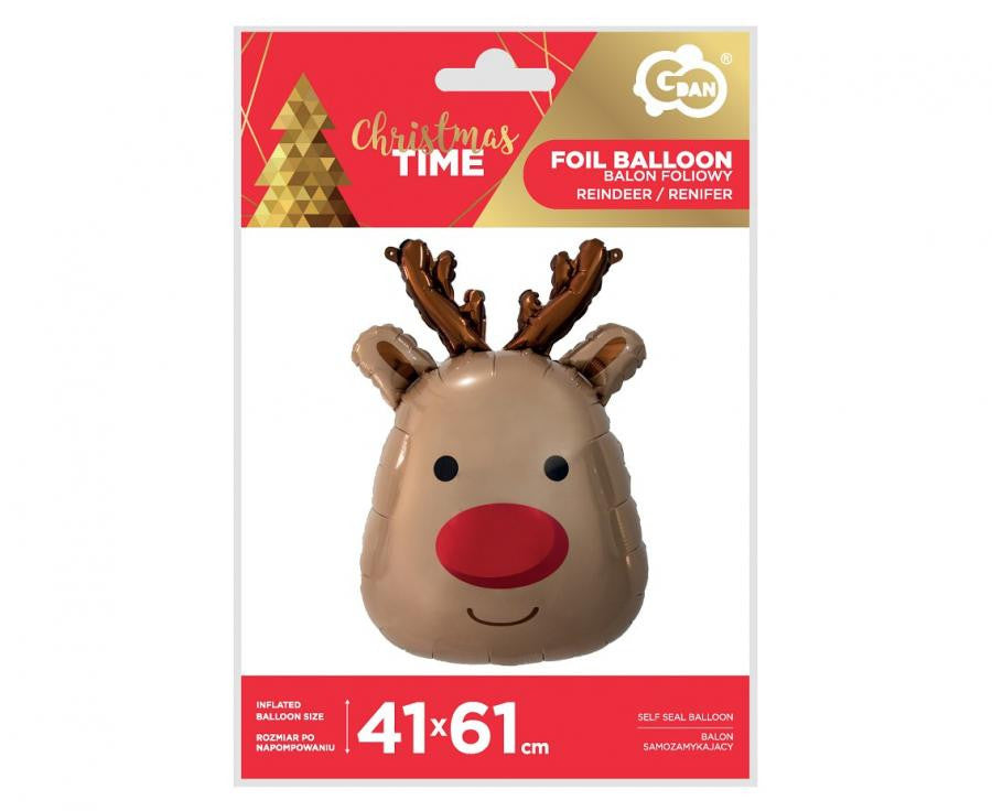 Ziemassvētku ziemeļbriedis, folijas balons 61 cm