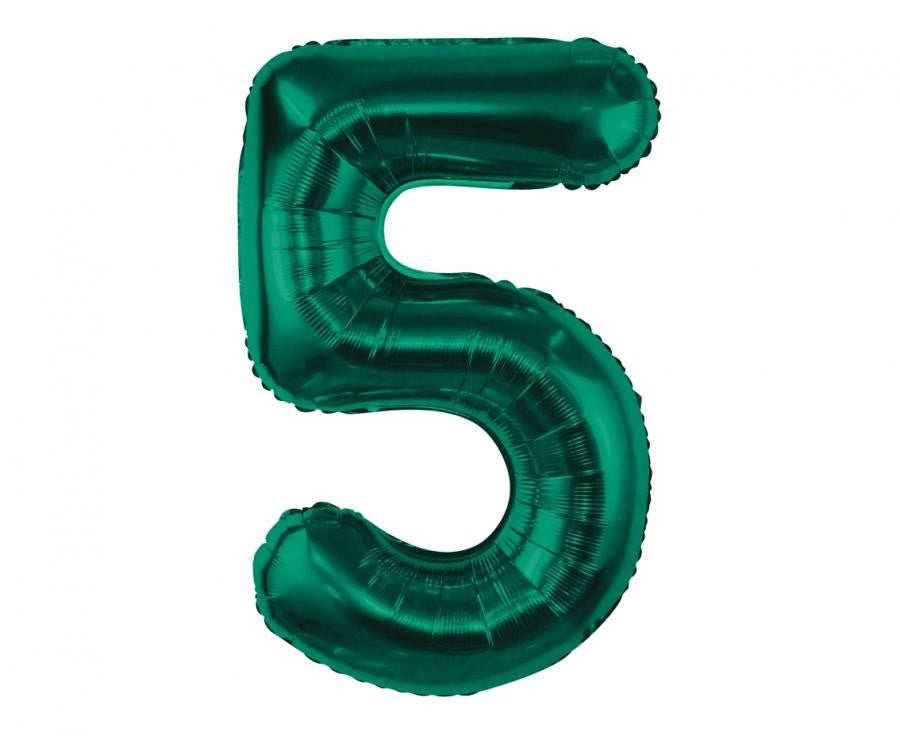 Folijas balons "Cipars B&C", 85 cm, pudeles zaļš, skaitlis 5