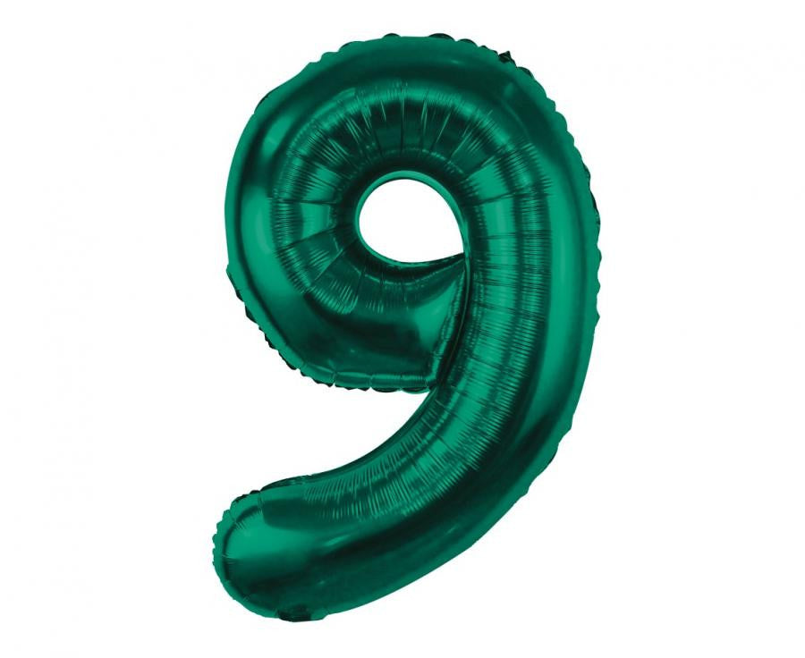 Folijas balons "Cipars B&C" ar skaitli 9, 85 cm, zaļš
