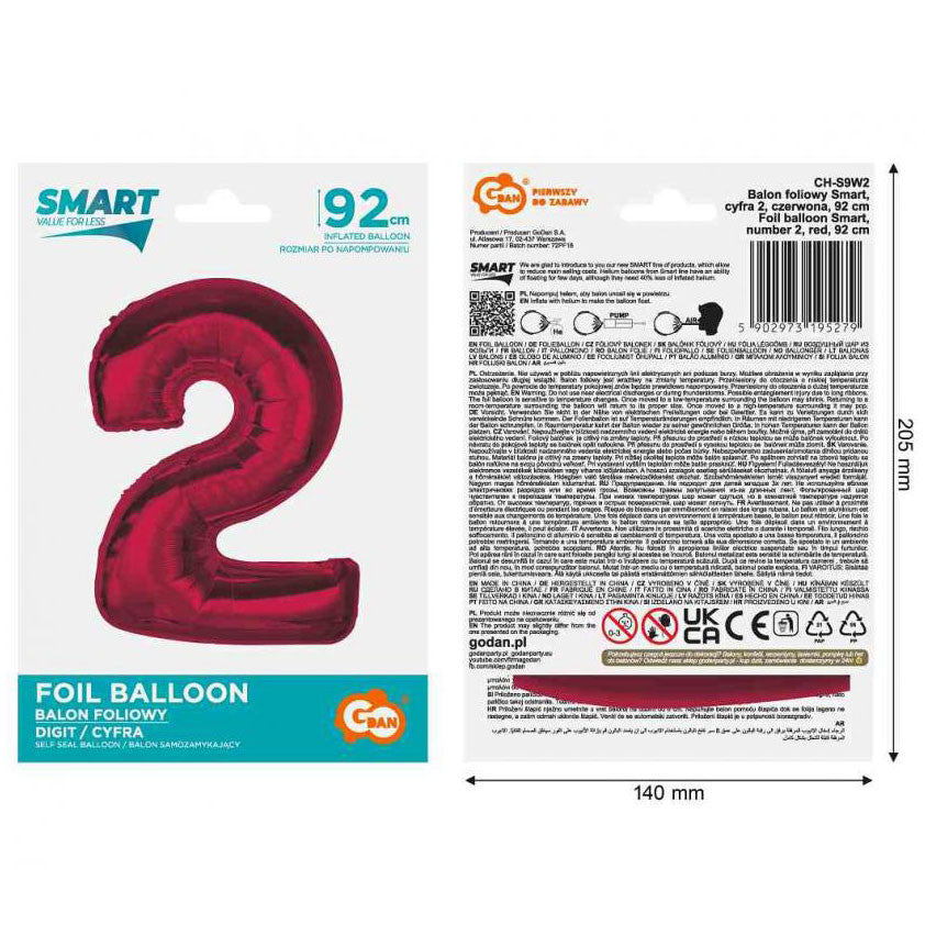 Folijas balons "Cipars 2", 92 cm