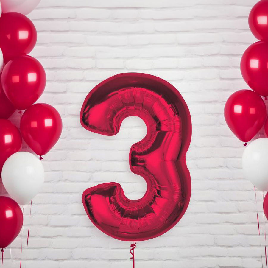 Folijas balons "Cipars sarkans", 92 cm