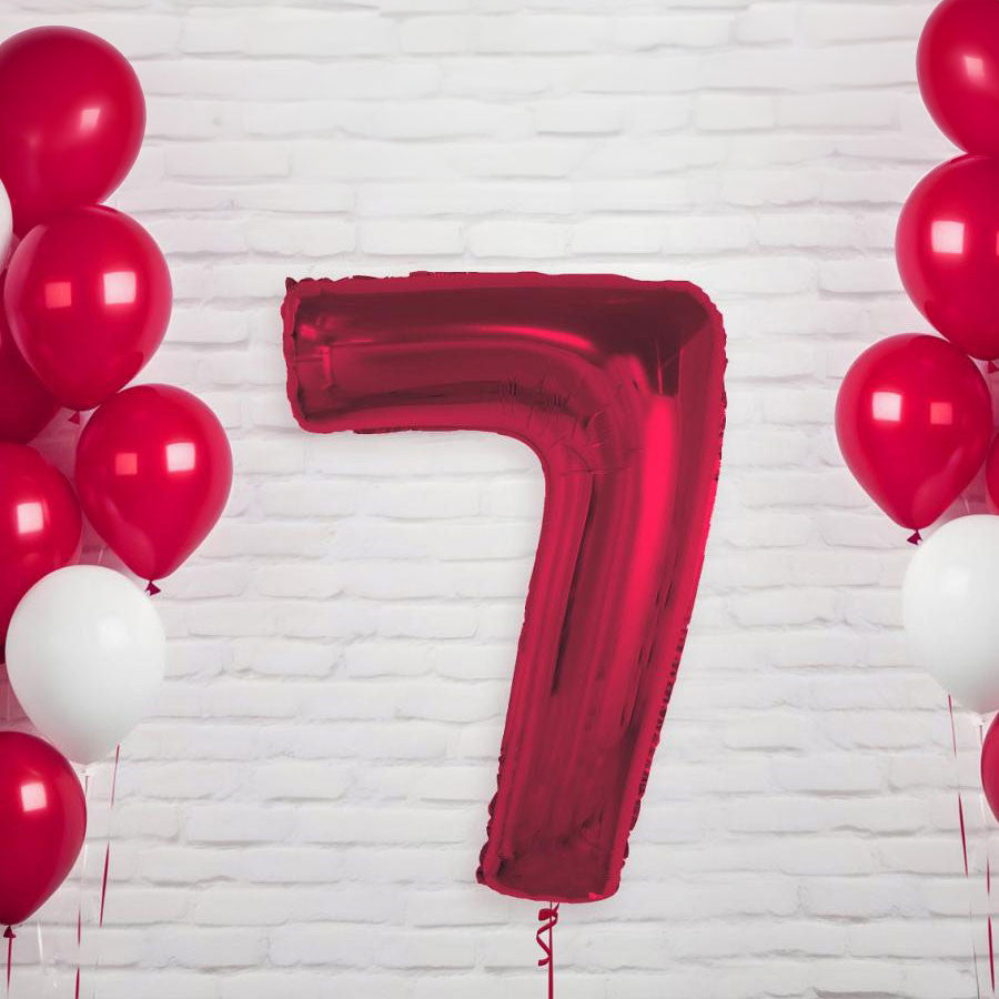 Folijas balons "Sarkans, skaitlis 7", 92 cm
