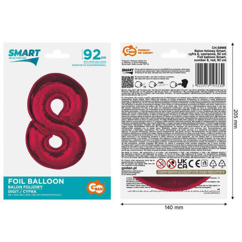 Folijas balons "Cipars 8", 92 cm