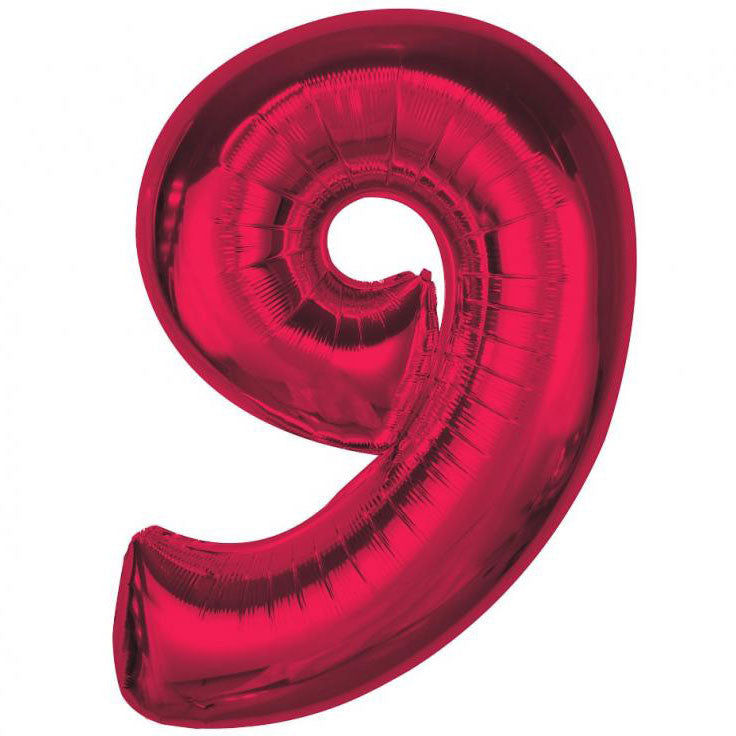 Folijas balons "Sarkans, sarkans, skaitlis 9", 92 cm