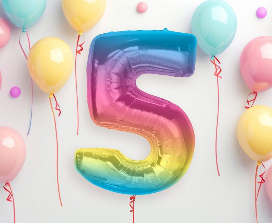 Krāsains folijas balons "Ciparu varavīksne" 92 cm