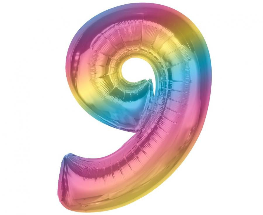 Krāsains folijas balons ar skaitli 9, 92 cm