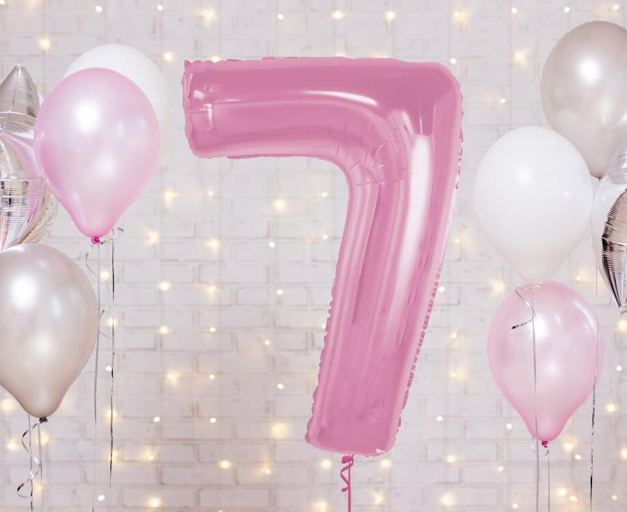 Folijas balons "Cipars 7", gaiši rozā, 92 cm