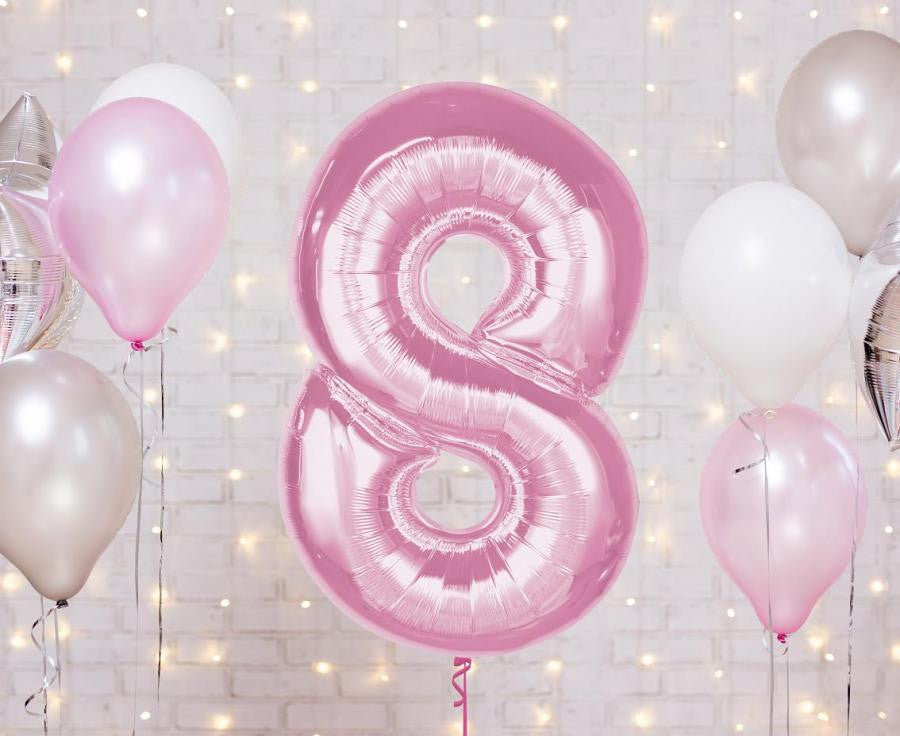 Folijas balons "Cipars 8", 92 cm, gaiši rozā